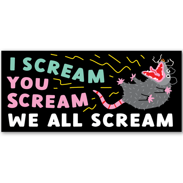 We All Scream Opossum Mini Bumper Sticker